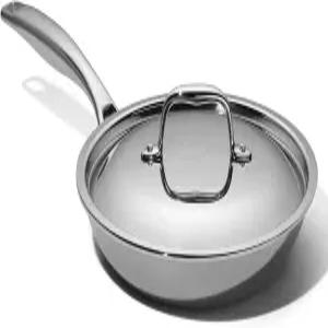 LEGEND COOKWARE 5겹 스테인리스 스틸 10인치 프라이팬 뚜껑 포함 - 인덕션 호환 오븐 사용 가능 800°F