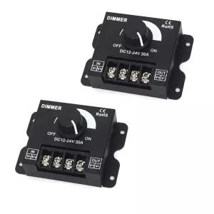 HiLetgo 2-in-1 LED 디머 스위치 12V-24V 30A 360W 조절 가능한 전압 조절기 밝기 5050 스트립 라이트용