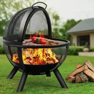 이쿠비 볼 오브 파이어 피트 BBQ 그릴 글로브 대형 원형 캠핑 난방 모닥불 및 피크닉을 위한 파티오 벽난로