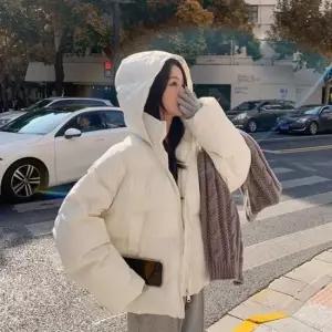 스터닝팩토리 레이디스 후디 하이칼라하프기장 패디드자켓 트렌디 아우터 시즌 숏재킷 발열 숏점퍼