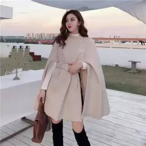 가디건 카디건 겨울 가을 캐시미어 2025 모직 천 목도리 케이프 판초 벨트 여성 중간 길이 민 캐주얼 코트