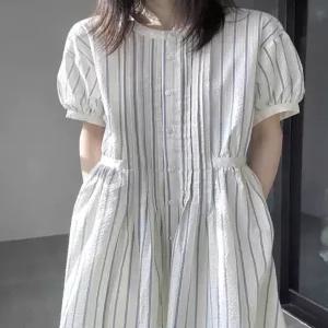 원피스 스트라이프 시어서커원피스 시어서커 셔츠형 프릴