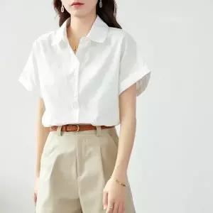 여성 반팔 셔츠 면접복장 데일리 오피스 정장 기본 심플 블라우스