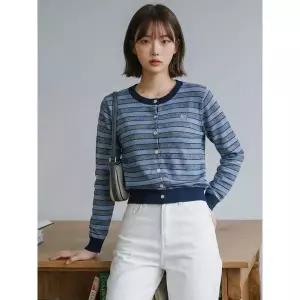[하프클럽/]레스머 스트라이프 니트 가디건