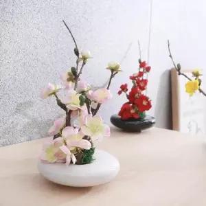 매화 조화 센터피스 동글 수반 화분 set 26cm 3컬러 인테리어 꽃 테이블 행사 장식 소품