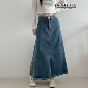 [마리지아][MARIJIA] 트와이 밴딩 밑단 배색 코튼 스커트_MDEB25024