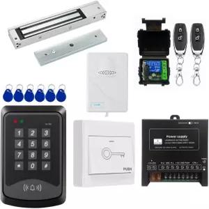 도어 출입 제어 시스템 RFID 키패드 600파운드 전기 자기 잠금 키트 출구 버튼 초인종 차임 리모컨 포함