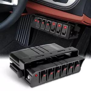 아그리예스 6 갱 로커 스위치 박스 SPST 12V 40Am 토글 패널 12 AWG 와이어 보조 자동차 오프로드 RV 보트