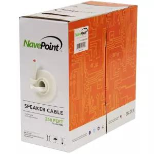 NavePoint 250피트(월형 오디오 스피커 케이블 와이어 CL2 16/2 AWG 게이지 2 도체 벌크 화이트)
