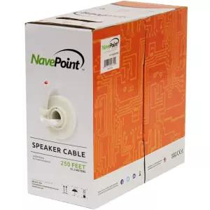 NavePoint 250피트(월형 오디오 스피커 케이블 와이어 CL2 14/2 AWG 게이지 2 도체 벌크 화이트)