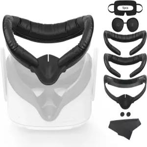 오큘러스 퀘스트 2 페이스 패드 교체용 VR 인터페이스 메타 2용 렌즈 및 엄지스틱 커버 포함 2PCS PU 가죽