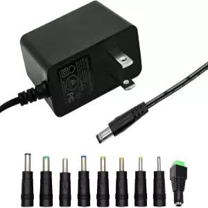 플러그 5.5 x 2.1mm 5W 범용 AC/DC 어댑터 100-240V 5V 전원 코드 변환기(9개의 교체 가능한 잭 포함)를