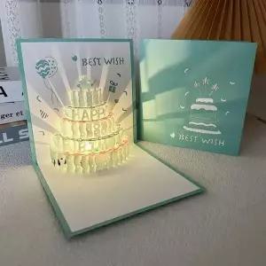 [제이큐]축하 팝업 케이크 생일 카드 예쁜카드 반짝 편지