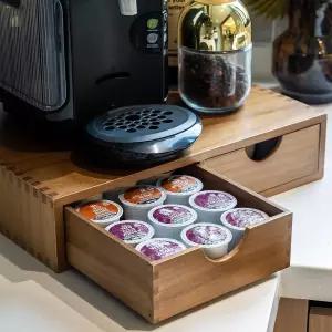 나무로 만든 K컵 정리함 커피 포드 보관함 및 티 K팟 서랍 메이커 기계 스탠드 Organizador de Cafe 언더