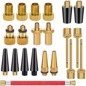 21PCS 브라스 프레스타 슈레이더 밸브 어댑터 도구 볼 펌프 바늘 자전거 타이어 액세서리 체육관 풍선