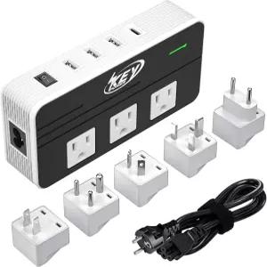 키 파워 230와트 스텝 다운 220V에서 110V 전압 변환기 및 USB-C 포트 18W의 국제 여행 어댑터/전력 - 유럽