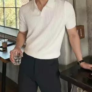 여름니트티 카라티셔츠 세련된 노단추 니트티 티셔츠 브이넥 반팔 카라 패션