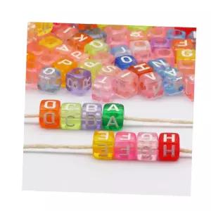알파벳팔찌 사각 반투명 비즈 100pcs