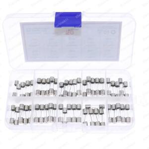 50Pcs 10 값 5x20mm 느린 블로우 유리관 퓨즈 모듬 상자 키트 T1A 2A 3A 3.15A 4A 5A 6.3A 8A