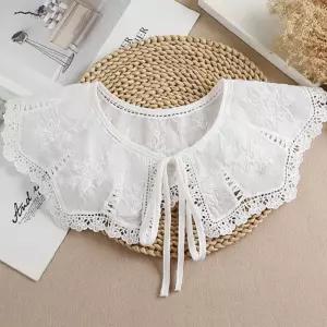 페이크카라 리본포인트 넥케이프 이너카라 화이트 레이스 프릴 리본