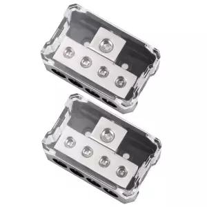 VonSom 4방향 배전 블록 1x 0/2/4 AWG 게이지 4x 4/8/10 출력 암페어 접지 배전기 연결 차량 증폭기 오디오