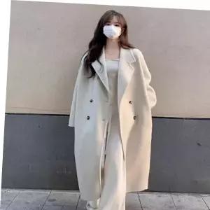 편한 코트 카라 모직 루즈핏 여성 아우터 더블 롱