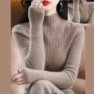 리버썸 캐시미어 큐빅니트 여자반목티 여성반폴라