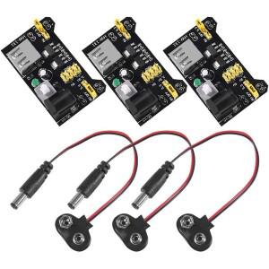무납땜 브레드보드 전원 공급 장치 모듈 9V  클립 케이블 2.1x5.5mm 수 DC 잭 플러그 3.3V 5V MB102 3 세트