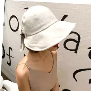 여름 피서 햇빛차단 위한 여성 예쁜 린넨 버킷햇 모자