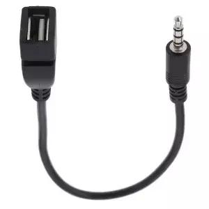 3.5mm 검은 자동차 AUX 오디오 케이블 USB 전자 놀이 음악 헤드폰 변환기