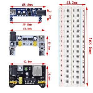 MB-102 브레드보드 전원 공급 장치 모듈 흰색 전용 양방향 3.3V 5V 무납땜