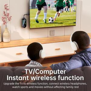 2in 1 블루투스 5.4 송수신기 스테레오 3.5mm AUX 비행기 오디오 무선 어댑터 마이크 TV PC 헤드폰 자동차