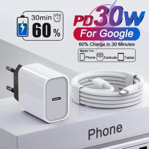 구글  30W USB C 충전기 픽셀 10 9 9A 8 7 6 프로 XL 타입 빠른 케이블 핸드폰 액세서리