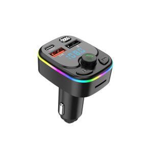 C자동차 충전기 휴대폰 핸즈프리 무선 카 키트 FM 트랜스미터 블루투스 5.3 MP3 음악 플레이어 듀얼 USB 타
