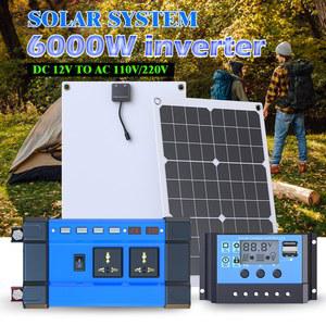 6000W 완전 태양광 발전 키트 12V 110V/220V 오프그리드 시스템 100A 컨트롤러 태양광 패널 인버터 가정용 캠핑용 비상용