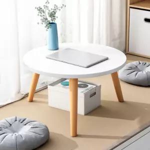 원형 느티나무 테이블 40cm 화이트 원목 사이드테이블