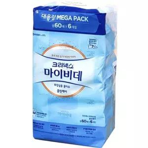 대용량 크리넥스 마이비데 클린케어 화장실용 물티슈 60매 x 6팩 엠보싱 비데티슈