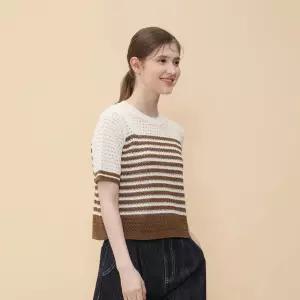 유닛린넨 블렌드 크루넥 스카시 스트라이프 니트 UFJKCN214NUFJKCN214NAS
