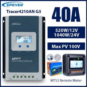 40A MPPT 태양열 충전 컨트롤러 12V 24V 배터리 전압 최대 태양 전지 패널 100V EPEVER 레귤레이터 MT52 데이터 모니터 포함