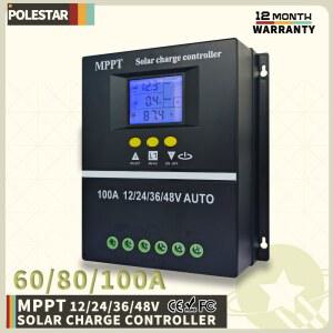 Polestar 36V/48V/24V/12V 태양열 충전 컨트롤러 도구 100A/80A/60A LCD 듀얼 USB 납 산성 리튬 배터리 빠른 충전기 MPPT