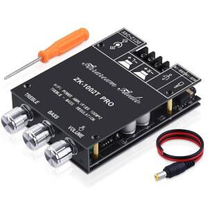 ARRAROWN ZK-1002T RPO 2.0채널 블루투스 5.0 앰프 보드 200W AMP | 트레블과 베이스가 포함된 HIFI 서브우퍼 오디오 앰프 BT USB 및 AUX 입력 DC 12-24V 스테레오 모듈 (DIY용)