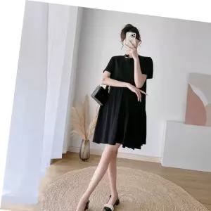 원피스 여성 반팔 라운드넥 여름 미니원피스 하프셔링