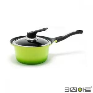 키친아트 세라믹냄비S 18cm 편수 통주물 그린 라면 우동 손잡이 주방