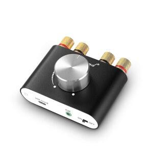 NOBSOUND 미니 블루투스 5.0 파워 앰프 스테레오 하이파이 디지털 앰프 2.0채널 50W 2 (AUX/USB/블루투스 입력 지원) 무선 오디오 리시버 전원 공급이 가능한 PC 사운드 카드 (블랙)