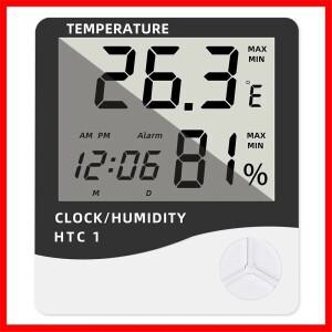 HTC-1 LCD 전자 디지털 온도 습도 계량기 가정 실내 야외 기상 관측소 시계