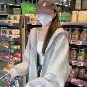 여성 데일리 무지 베이직 후드 집업 루즈핏 점퍼 2색가을티셔츠 간절기상의 패션의류 캐주얼상의