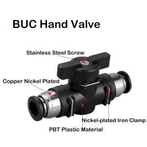 BUC 수동 볼 전류 제한 스위치 밸브 블랙 공압 푸시 인 퀵 조인트 커넥터 4mm 10mm 12mm