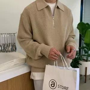 2컬러 남성 베이직 반집업 카라 간절기 니트 IS-TS92