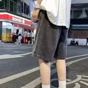 허리끈 자연스러운핏 숏팬츠 조절 블랙진 남친룩 흑청 허리밴딩팬츠