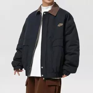 스트릿 빈티지 2컬러 오버핏 배색 블루종 IS-JK57